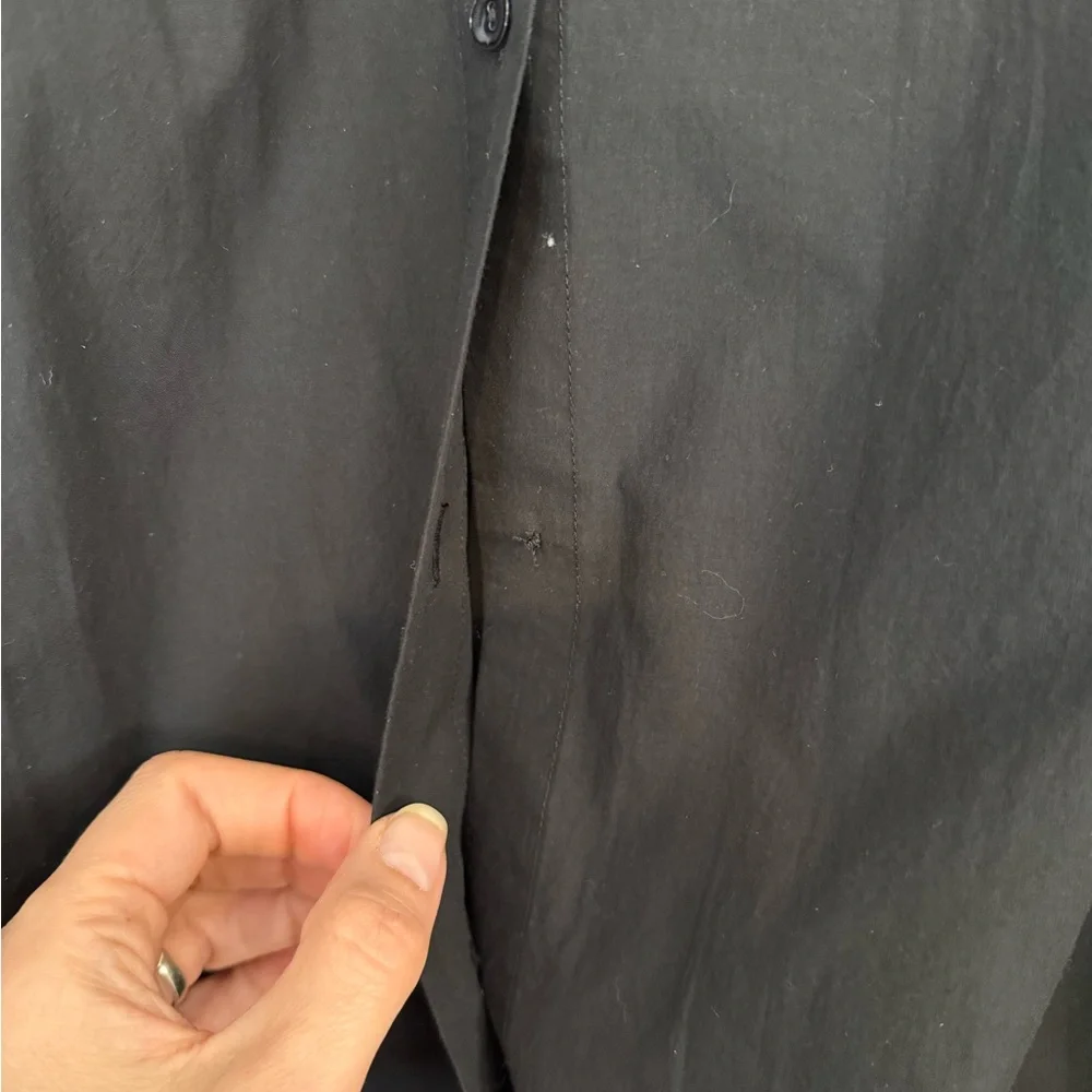 NWT Eileen Fisher Black Mandarin Collar Boxy Button-Up Shirt XL - Picture 9 of 10